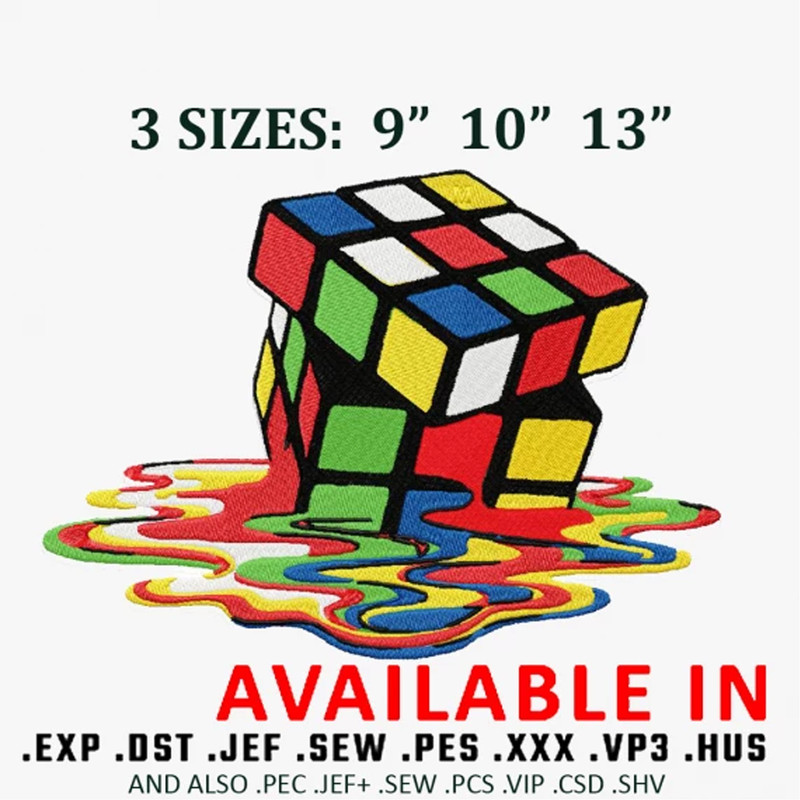 Rubik cube embroidery design