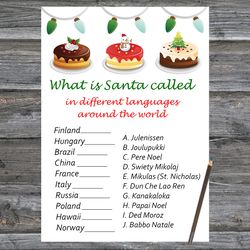 Christmas party games,Christmas Around the World Game Printable,Cake Christmas Trivia Game Cards