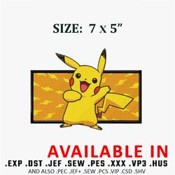 pikachu funny embroidery design, anime design, pikachu embroidery, anime shirt, embroidered shirt, digital download