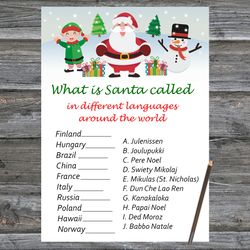 Christmas party games,Christmas Around the World Game Printable,Santa Claus Christmas Trivia Game Cards
