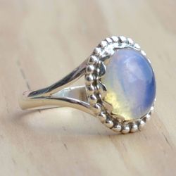Opalite ring, Stone Sterling Silver Ring, Gemstone Ring Women, Handmade Crystal Ring, White Stone Ring Women Gift