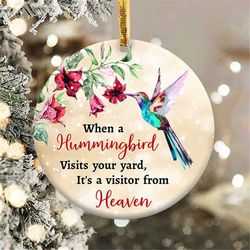 hummingbird heaven ornament png, round christmas ornament, png instant download, xmas ornament sublimation designs downl