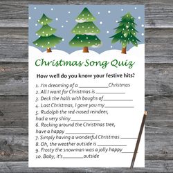 Christmas party games,Christmas Song Trivia Game Printable,Tree Christmas Trivia Game Cards