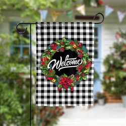 christmas wreath welcome garden flag - 12x18 garden flag sublimation design download png file instant download