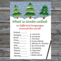 Christmas party games,Christmas Around the World Game Printable,Tree Christmas Trivia Game Cards