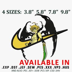 swoosh meliodas embroidery design, nike design, anime embroidery, anime shirt, embroidered shirt, digital download