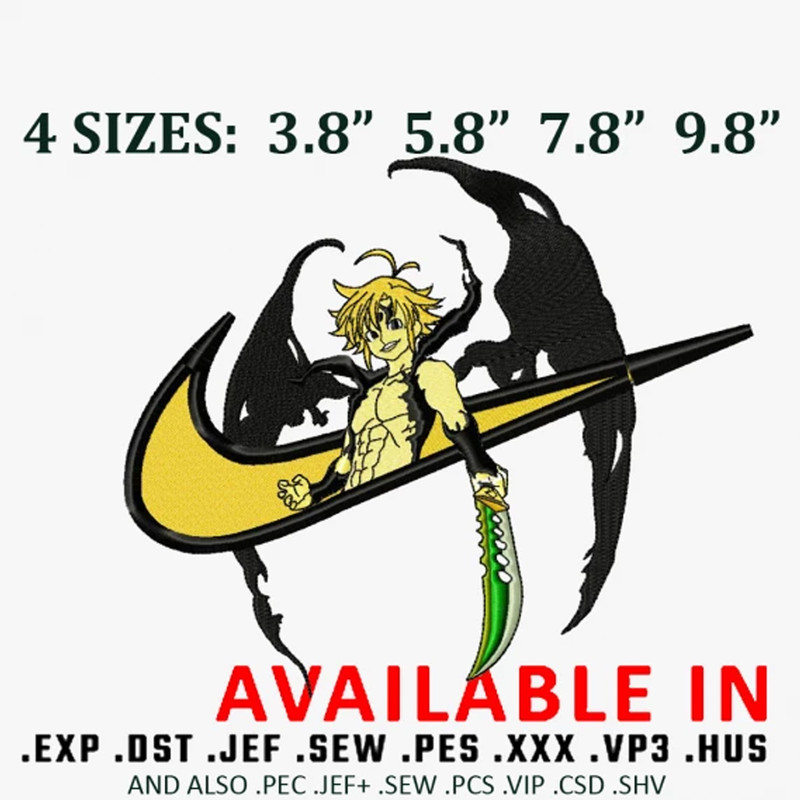 Swoosh meliodas embroidery design