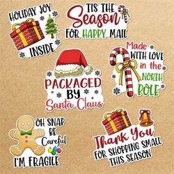 christmas small business and gift packaging sticker bundle, sticker png bundle, printable stickers, digital stickers, pr
