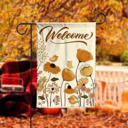 fall floral welcome garden flag - 12x18 garden flag sublimation design download png file instant download