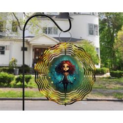 colorful haunted marionette wind spinner png file, hanging wind spinners for outdoors, png digital download, sublimation