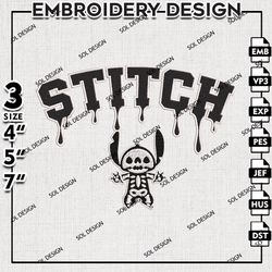 Drop Name Skeleton Stitch Embroidery Designs, Horror Characters, Halloween Embroidery Files, Machine Embroidery Designs