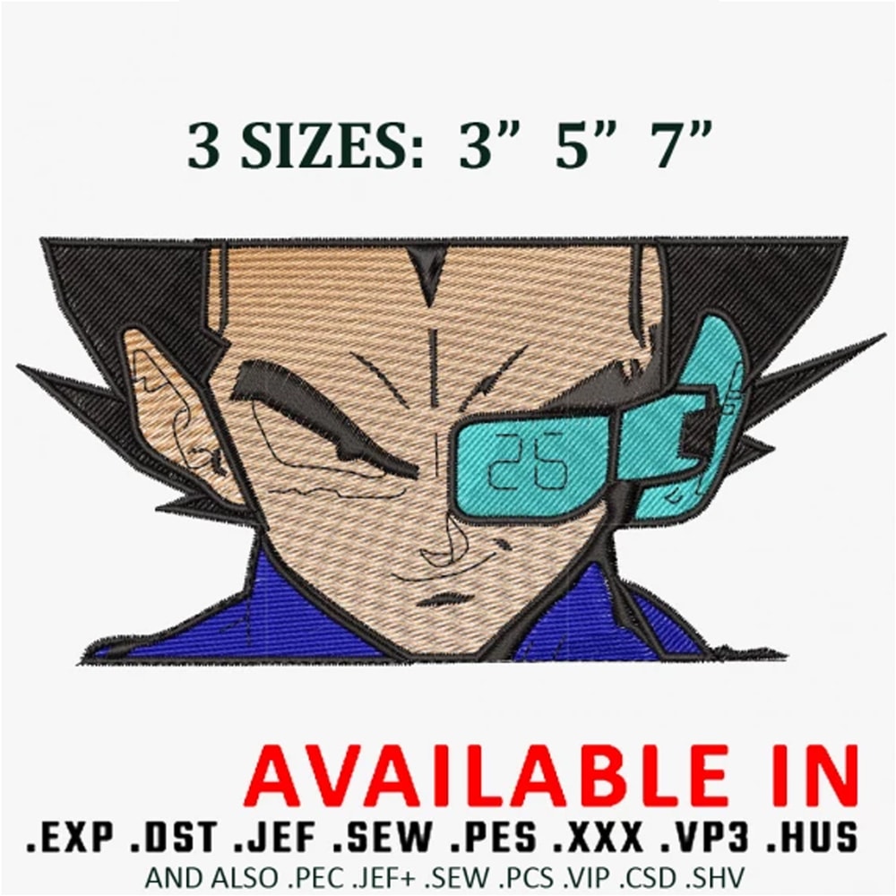 Vegeta saiyan eyes embroidery design