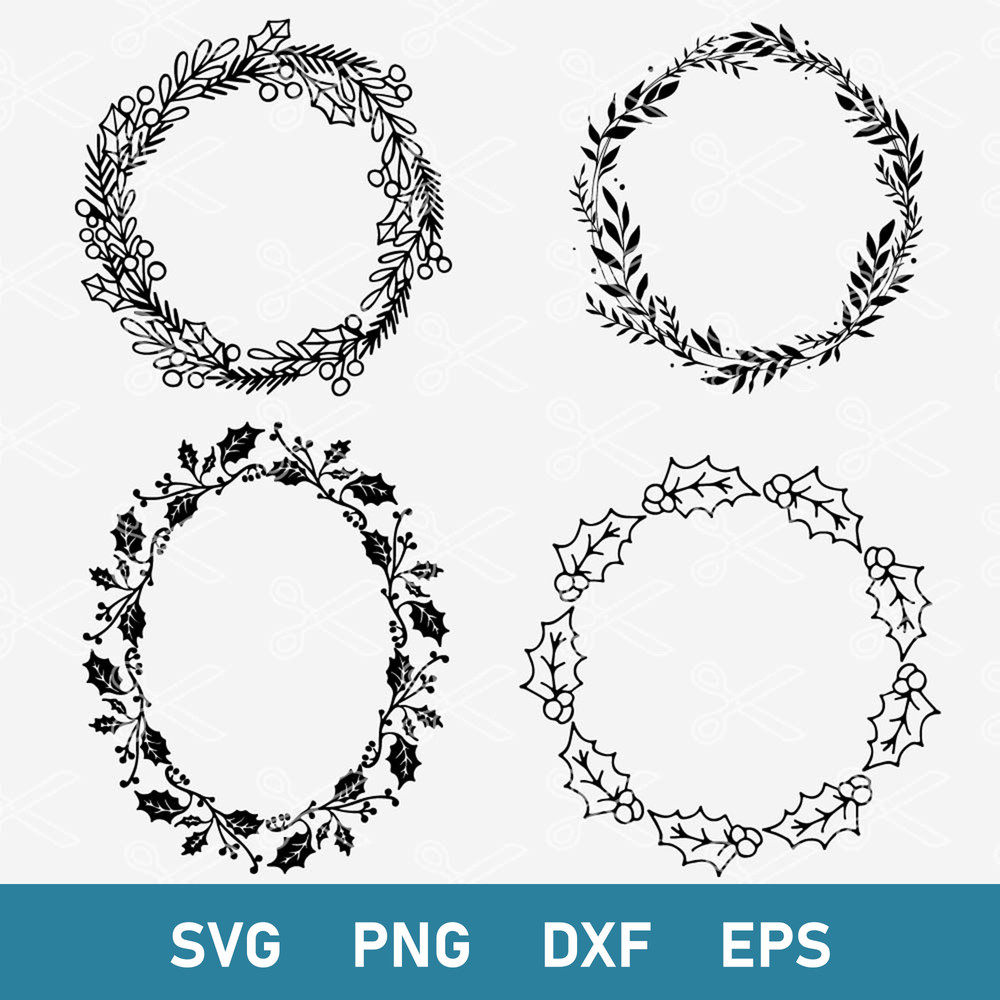 Christmas Wreath Bundle Svg, Holly Wreath Svg, Christmas Svg, Png Dfx Eps Digital File.jpeg