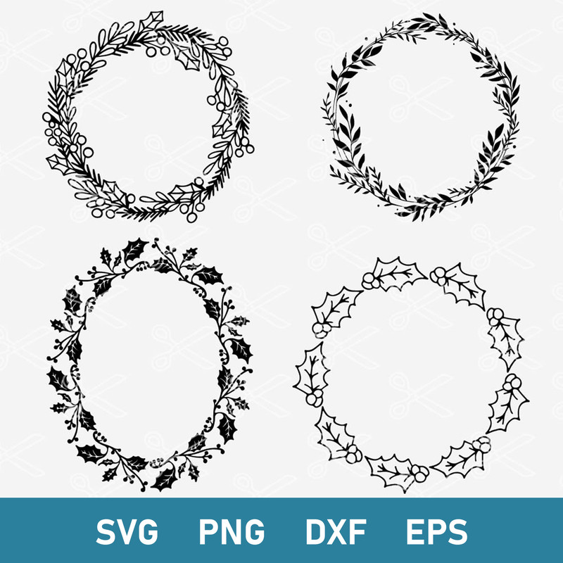 Christmas Wreath Bundle Svg, Holly Wreath Svg, Christmas Svg, Png Dfx Eps Digital File.jpeg