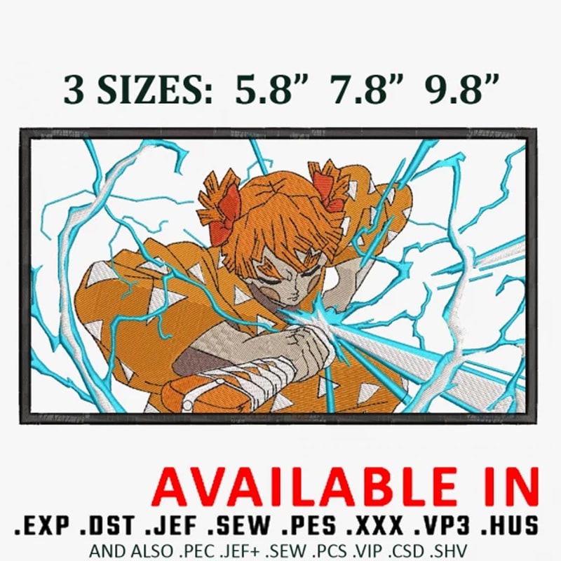 Zenitsu trap embroidery design