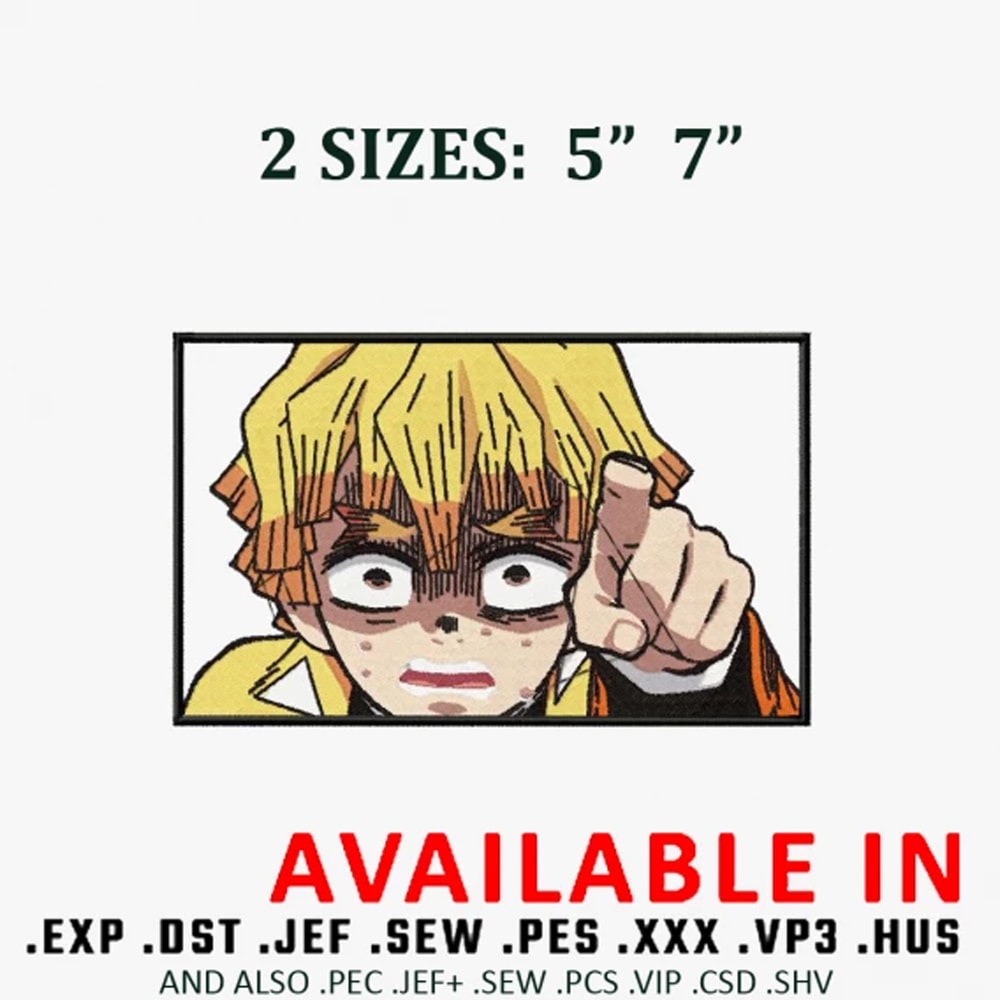 Zenitsu scare embroidery design