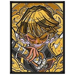 zenitsu poster embroidery design,demon slayer embroidery, embroidered shirt, anime design, anime shirt, digital download