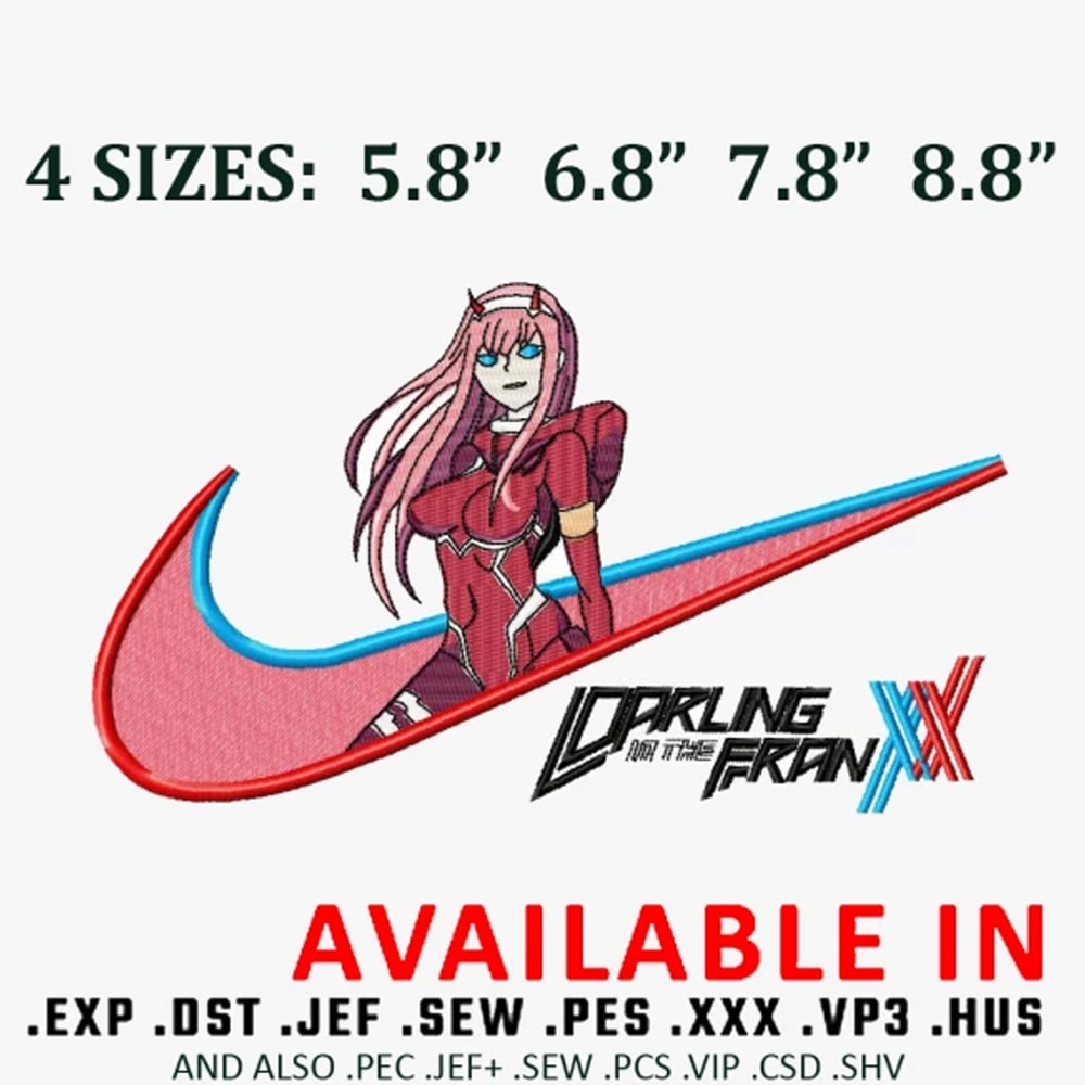 Zero two swoosh embroidery design