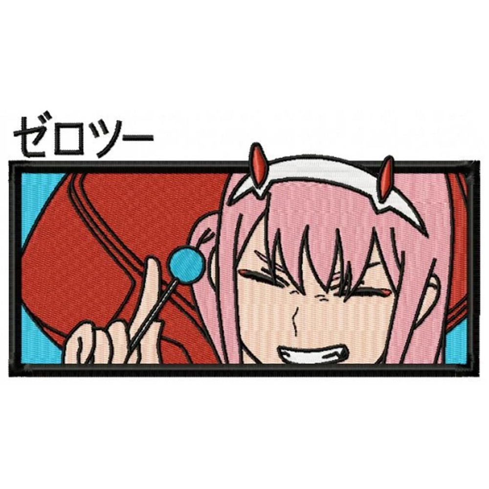 Zero two smile embroidery design