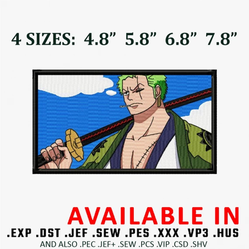 Zoro frame embroidery design