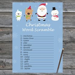 Christmas party games,Christmas Word Scramble Game Printable,Happy Santa claus Christmas Trivia Game Cards
