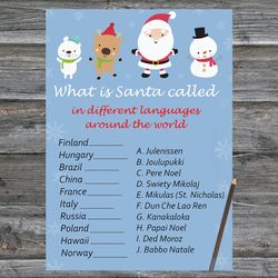 Christmas party games,Christmas Around the World Game Printable,Happy Santa claus Christmas Trivia Game Cards