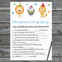 Christmas party games,Christmas Song Trivia Game Printable,Happy winter animals Christmas Trivia Game Cards