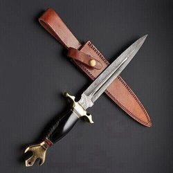 custom handmade dagger hunting knife damascus steel/handle micarta
