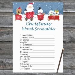 Christmas party games,Christmas Word Scramble Game Printable,Santa claus train Christmas Trivia Game Cards