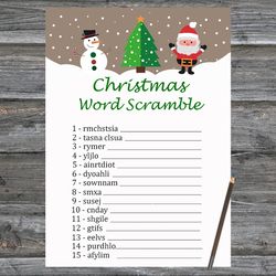 Christmas party games,Christmas Word Scramble Game Printable,Santa Claus and Snowman Christmas Trivia Game Cards