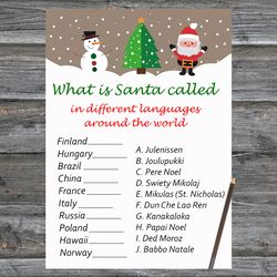 Christmas party games,Christmas Around the World Game Printable,Santa Claus and Snowman Christmas Trivia Game Cards