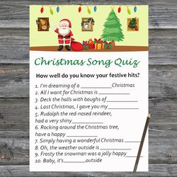 Christmas party games,Christmas Song Trivia Game Printable,Happy Santa Claus Christmas Trivia Game Cards
