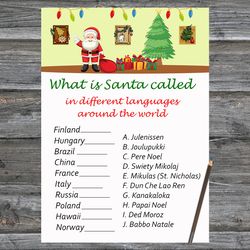 Christmas party games,Christmas Around the World Game Printable,Happy Santa Claus Christmas Trivia Game Cards