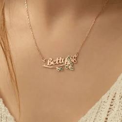 Custom Name Necklace with Birth Flower,Dainty Personalized Minimalist Jewelry,Pendant Necklace for Women,Christmas Gifts