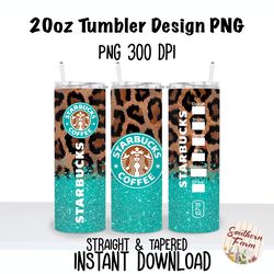 Starbucks Leopard Fur Glitter 20oz  Skinny Tumbler Sublimation Wrap PNG, Waterslide, UV DTF,  Digital Instant Download
