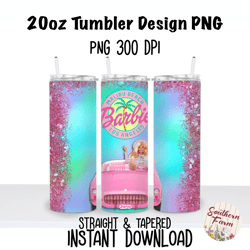 Barbie Malibu 20oz Skinny Tumbler Sublimation Wrap PNG, Waterslide, UV DTF,  Digital Instant Download