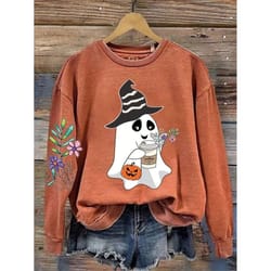women's casual halloween print long sleeve sweatshirt, shirt for men and women, gift shirt on halloween