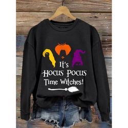 women's it's hocus pocus time witches halloween casual sweatshirt, shirt for man and women, gift shirt on halloween