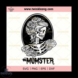 momster svg, messy bun mom skull svg, flower skeleton svg, girl skull flower svg, svg cricut, silhouette svg files, cric