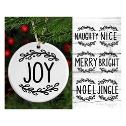 christmas ornament bundle svg, christmas tree ornament cute svg, kids christmas svg, merry bright noel svg, funny svg fo