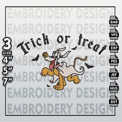 Disney Machine Embroidery Files, Digital Files, Trick Or Treat Pluto Embroidery files, Halloween Embroidery Designs