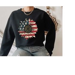 america flag sunflower sweatshirt, us flag sunflower hoodie, 4th of july sunflower us flag sweatshirt, independence day