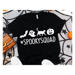 spooky squad svg, funny halloween shirt svg, kids halloween shirt svg, family halloween party svg, trick or treat svg fo