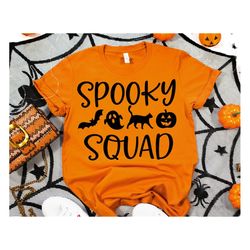 funny halloween svg, spooky squad svg, kids halloween shirt svg, family halloween party svg, trick or treat boo svg for