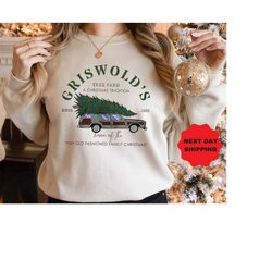 vintaga griswold' tree farm christmas sweatshirt, christmas sweatshirt,christmas crewneck,christmas vacation, ash sweats