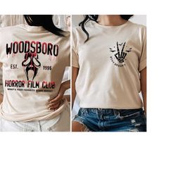 woodsboro horror film club 2 sided shirt, horror film club shirt, woodsboro scream, scream ghost shirt, stay spooky shir
