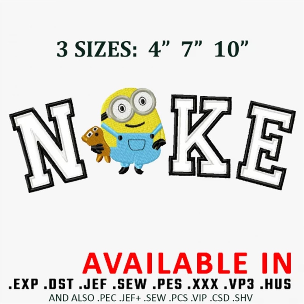 Minions swoosh embroidery design