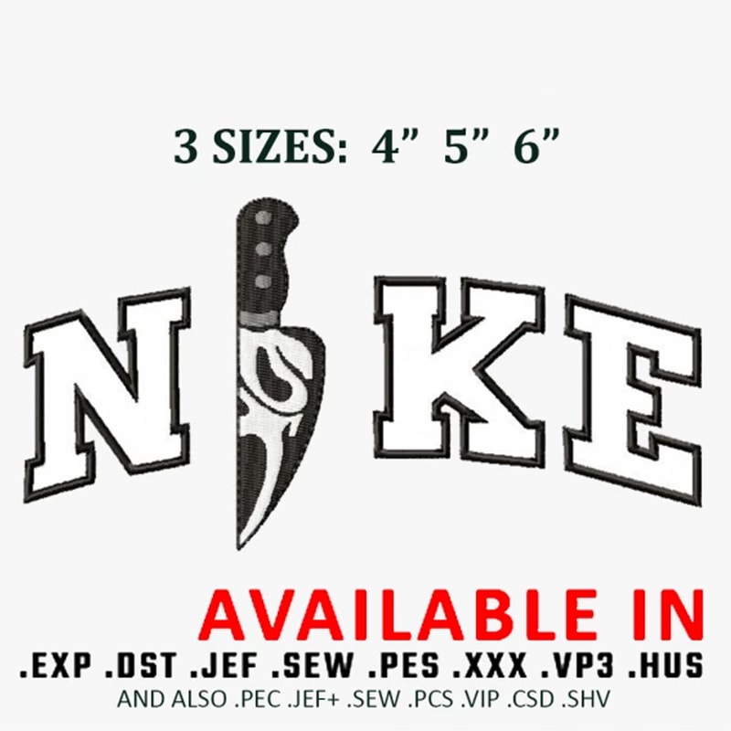 Horror ghost x nike embroidery design