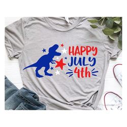Happy July 4th Svg, 4th of July Svg, American T-Rex Svg, USA Flag Svg, Kids 4th of July, Dinosaur Boy Dude Svg Cut File