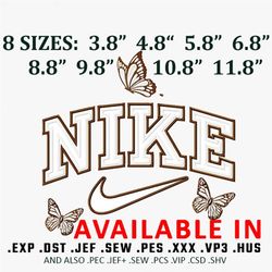 swoosh butterfly embroidery design, nike design, embroidered shirt, brands design, brands embroidery, digital download